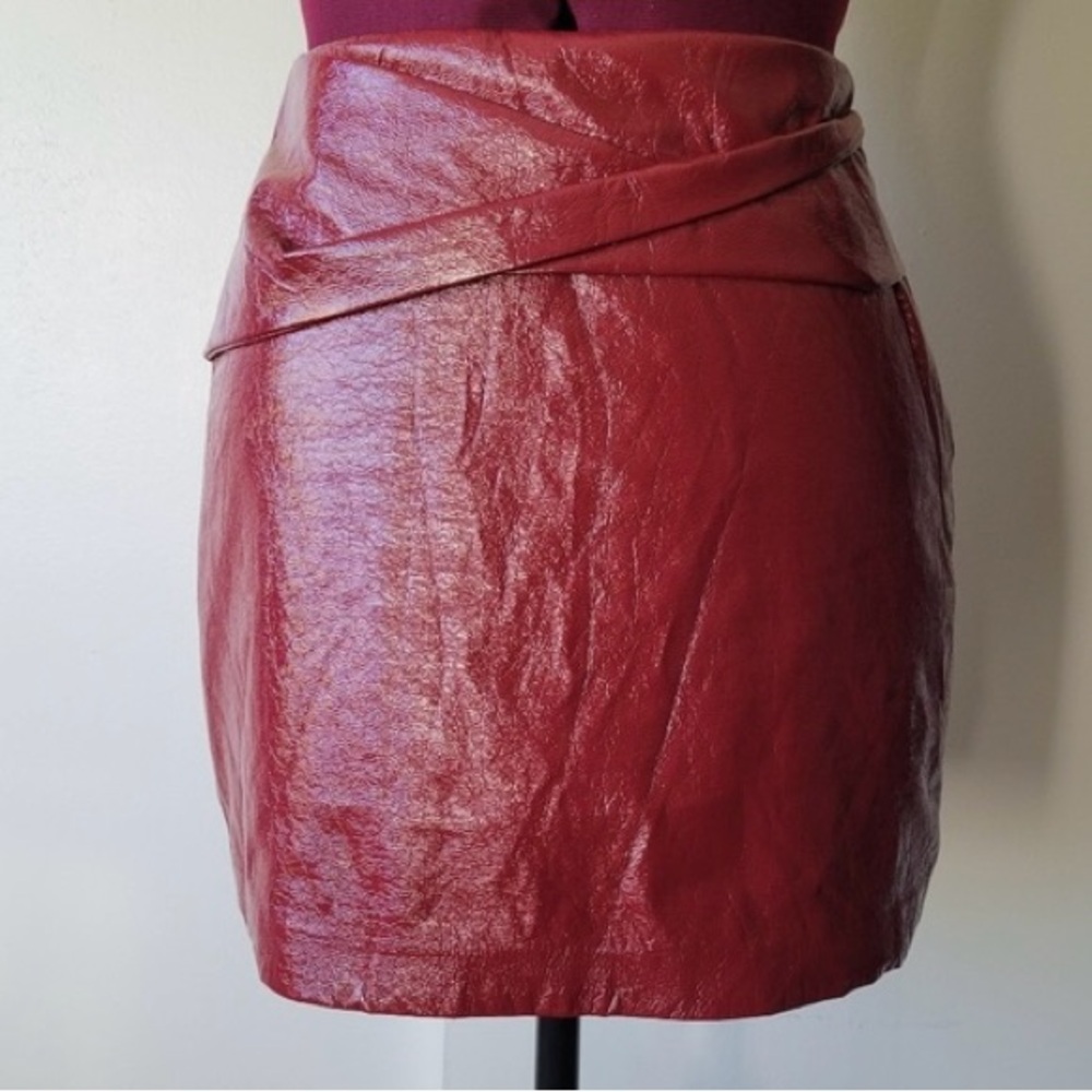 ZARA Trafaluc Collection Blood Red Vinyl Mini Skirt Size Medium